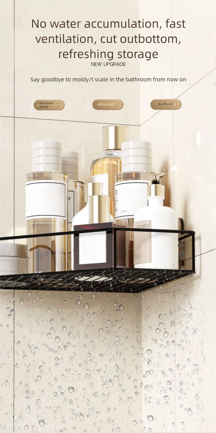 No-Drill Badezimmer Küche Wand-montiert Hängende Lagerung Rack Kosmetik Organizer Ecke Regal_voghion.com