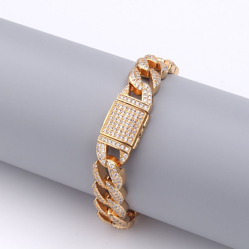 Bracciale da uomo alla moda e alla moda, hip-hop, set completo con catena cubana in zircone, gioielli alla moda_voghion.com