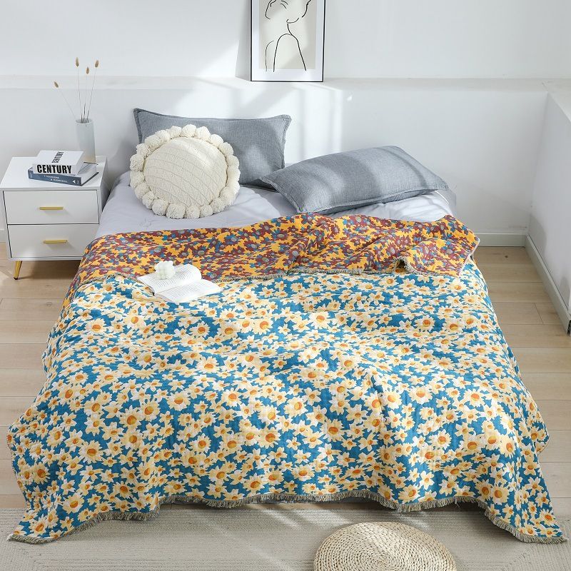 Sommer-Kühldecke aus neuer Gaze für Erwachsene, doppelte atmungsaktive Baumwollhandtuchdecke, Lunchdecke_voghion.com