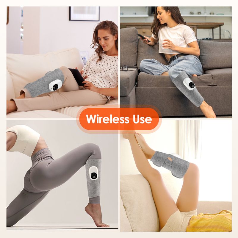 Masajeador eléctrico de presión de aire inalámbrico con bolsa de aire, amasador, calefacción, masaje de piernas, pies, pantorrillas, relajación muscular, circulación sanguínea._voghion.com