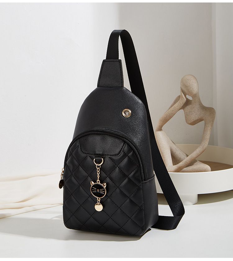 Women's 2024 New Women's Leather Diamond Chest Versatile Shoulder Bag_voghion.com