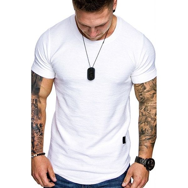 Camiseta de diseño nuevo de 2025, color puro, 100 % algodón, para hombre y mujer, blanca, cuello redondo, holgada, de manga corta, modelo básico, camiseta deportiva para correr._voghion.com