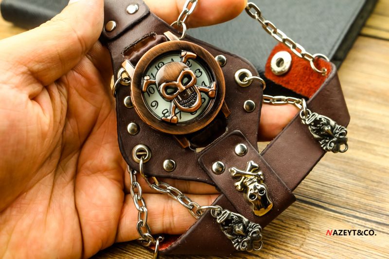 New Punk Bracelet Motorcycle Strap Quartz Watch_voghion.com