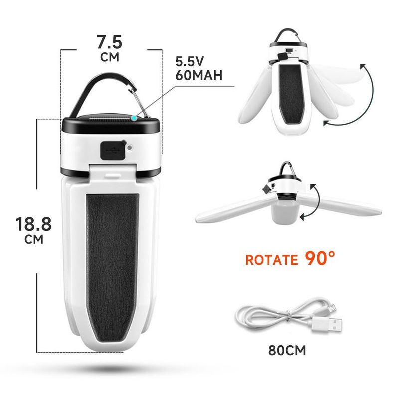 60 LED luci solari da campeggio esterne lampadina ricaricabile USB lampada portatile pieghevole tenda da campeggio escursionismo lanterna di emergenza luce_voghion.com