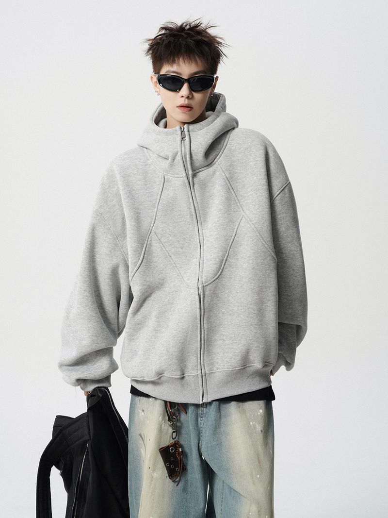 Felpa con cappuccio cardigan spesso da uomo, nuova tendenza, con cerniera, per ragazzi, primavera e autunno, patchwork, giacca con cappuccio_voghion.com