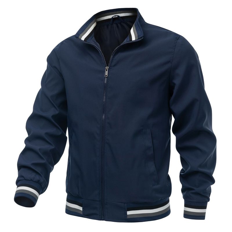 ActiveGo ActiveGo 2023 Veste de mode transfrontalière européenne américaine pour hommes Printemps et automne Tendance Sport Décontracté Col montant Fermeture éclair_voghion.com