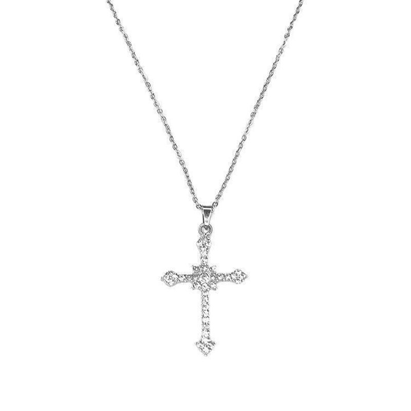 Ogrlice Sier Color za ženske CZ cirkonijev križ obesek in ogrlica verižica ogrlica choker modni nakit dodatki_voghion.com