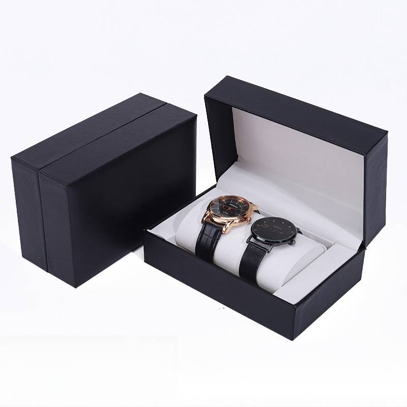Clamshell PU Watch Lovers Watch Colar Anel Brincos Conjunto Longo Caixa de Relógio de Jóias_voghion.com