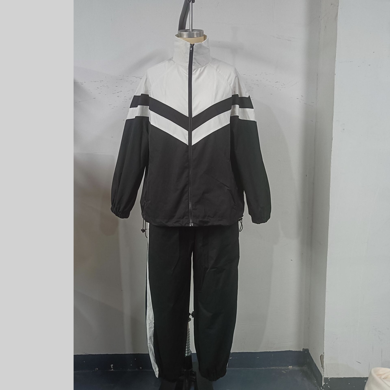 Damenbekleidung Damenmode Street Sports Style Splicing Windbreaker Anzug Zweiteiliger Anzug Damen Frühling und Herbst Locker Atmungsaktiv_voghion.com