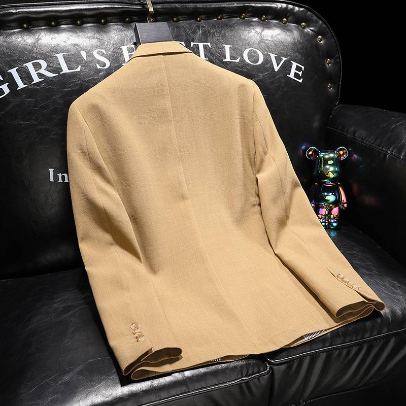 Heren Casual Slim-fit Effen Kleur Brits Zakelijk Gentleman Eenvoudig All-match Pak Bruidegom Beste Man Banketpak_voghion.com