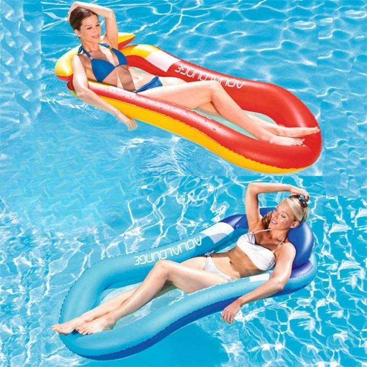 Inflatable Pool Lounge With Canopy Reclining Backrest Foldable Floating Bed With Storage Net Multi-Position Sun Shade_voghion.com