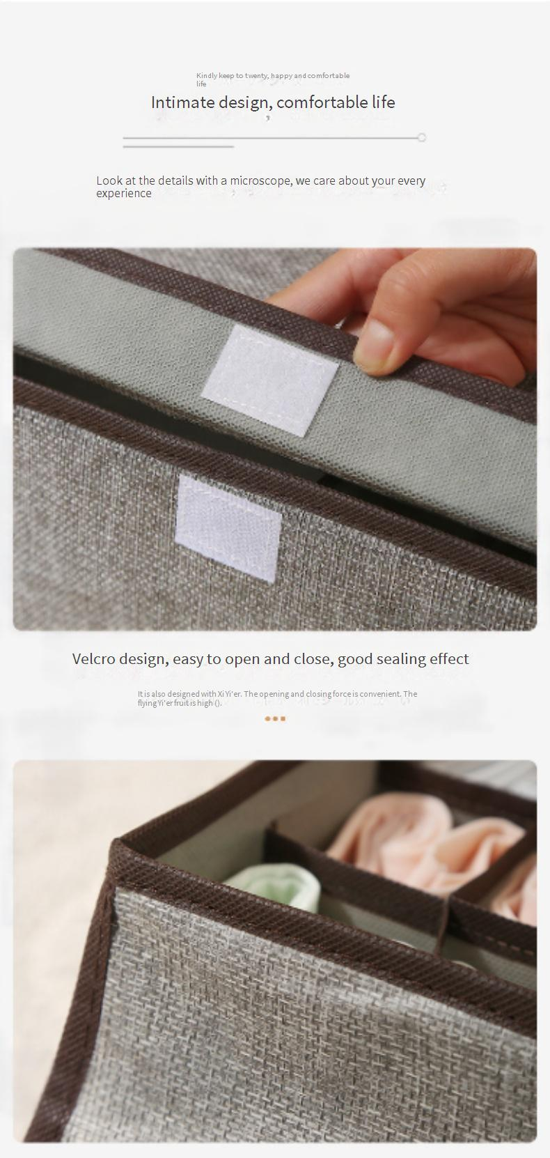 Large Capacity Underwear Organizer With Lid - Foldable Fabric Storage Box Multi-Compartment Bra & Panty Closet Organizer_voghion.com