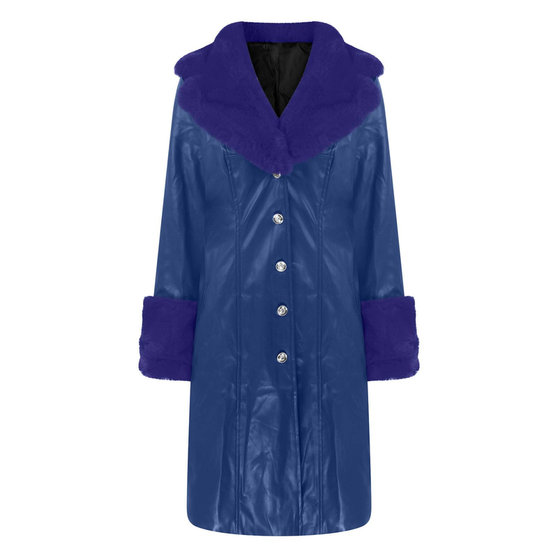 Dames PU-jas met revers en lange rits_voghion.com