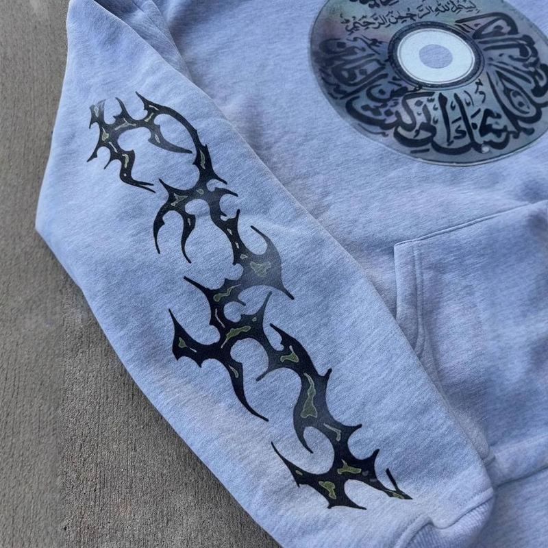 Felpa con cappuccio da uomo con stampa personalizzata e vestibilità ampia - Pullover streetwear retrò Y2K, morbido maglione a maniche lunghe in poliestere per abbigliamento casual (grigio, S/M/L/XL)_voghion.com