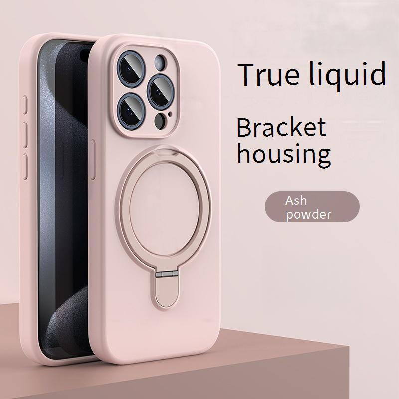 Magnetische Flüssigsilikonhülle mit Ständer für das iPhone 16 Pro Max – vollständiger Kameraschutz, rutschfester Griff, 360° stoßfeste Abdeckung_voghion.com