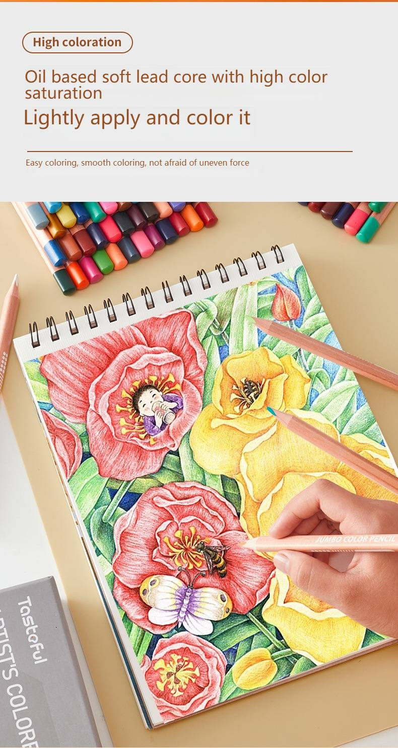 Professionelles 48-farbiges Jumbo-Dreiecks-Buntstifte-Set – Hochwertiges Künstlerzubehör aus Holz für Kinder und Künstler – Ideales Geschenk zum Zeichnen und Skizzieren_voghion.com