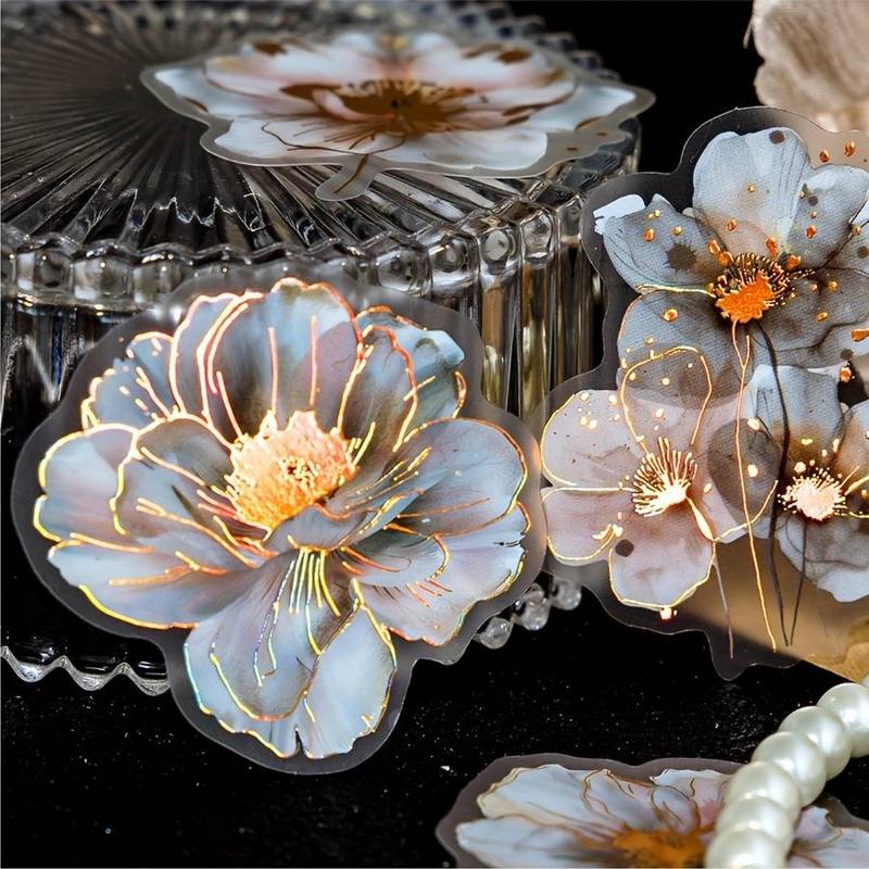 20pcs/pack Retro Flowers Gorgeous Flower Message Material DIY Decoration Collage Base Scrapbook PET Stickers_voghion.com