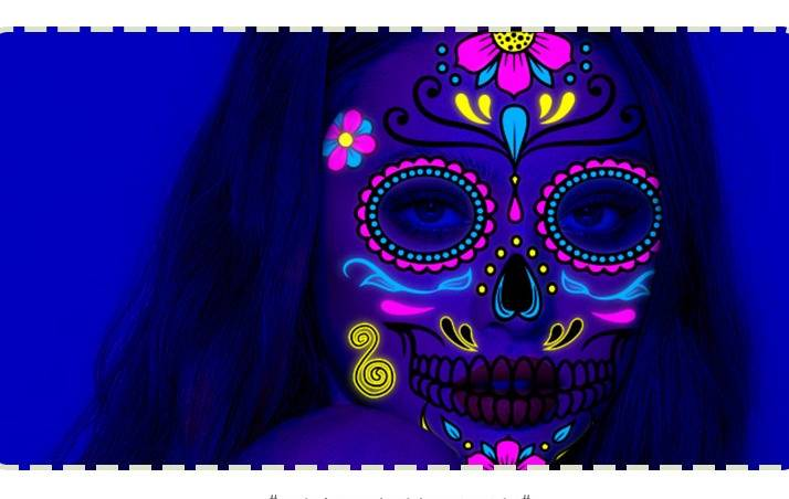 Halloween Temporary Tattoos Stickers - Glow In The Dark Day Of The Dead Face & Body Art For Party, Scary Makeup, Costume Accessories (8-Piece Set)_voghion.com