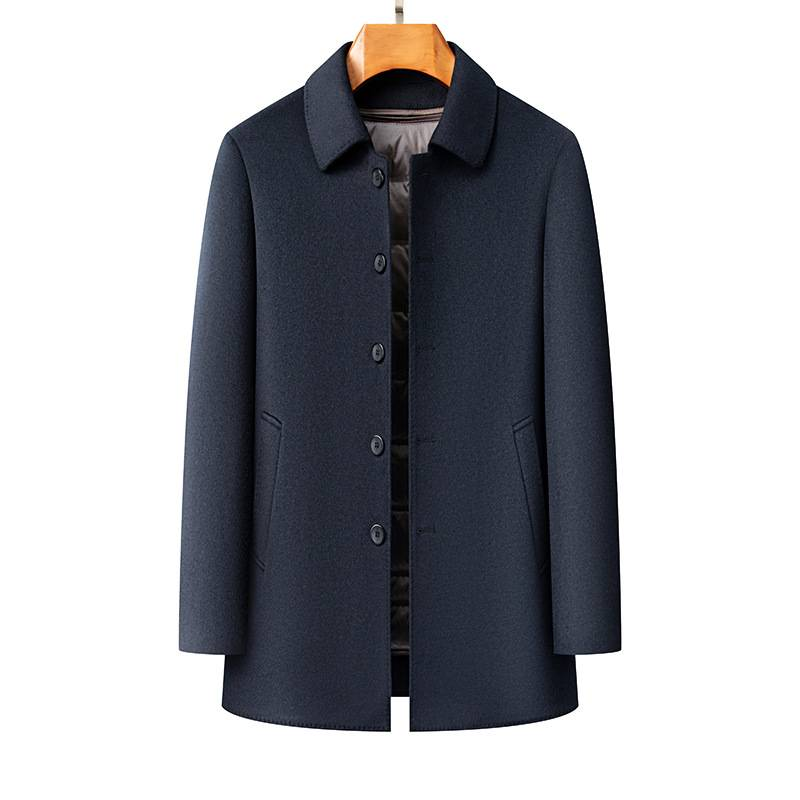 Men’s Detachable Down Liner Wool Blend Overcoat – Mid-Length Winter Coat With Removable Hood, Business Casual Trench Coat In Grey/Black/Navy_voghion.com