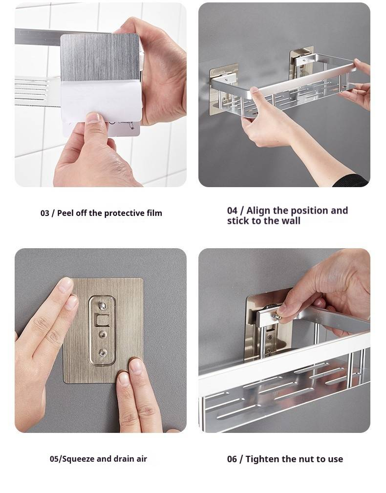 Premium No-Drill Bathroom Shelf – Space Aluminum Wall Mount Organizer For Shower, Toilet & Vanity, Rustproof & Waterproof_voghion.com