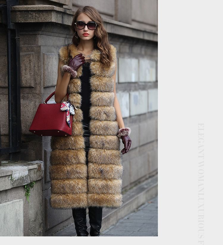 Women's Long Faux Fur Coat – Winter Slim-Fit Patchwork Jacket – Elegant Sleeveless Outerwear S-XXXL_voghion.com