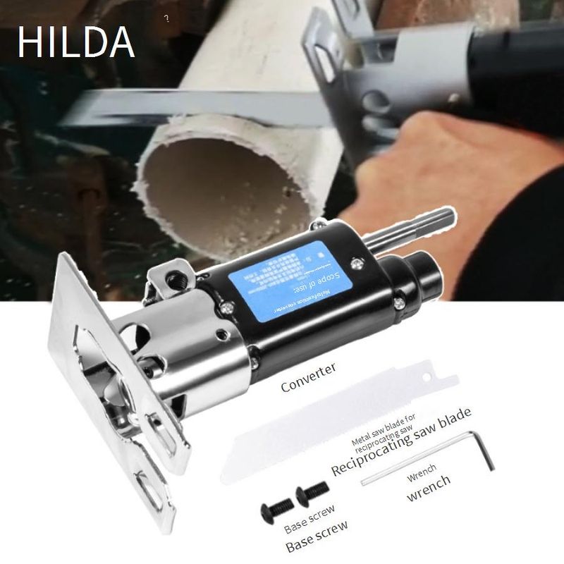 HILDA Electric Drill To Reciprocating Saw Converter - 3-in-1 Multi-Tool For Woodworking, DIY Cutting & Home Improvement_voghion.com