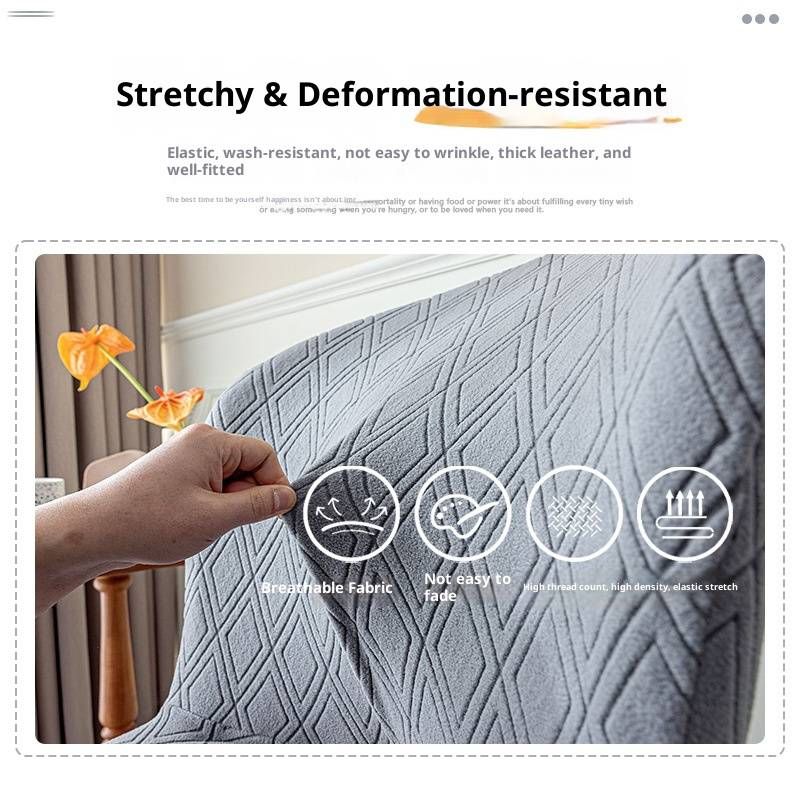 Modern Minimalist Diamond Quilted Chair Covers – Short Armrest Design, Flared Skirt, Anti-Slip & Dustproof Polyester_voghion.com