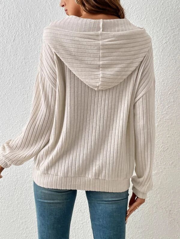 Felpa oversize con cappuccio da donna con tasca a marsupio - Pullover in maglia a righe e quadri, abbigliamento casual da strada, fodera in morbido pile misto cotone_voghion.com