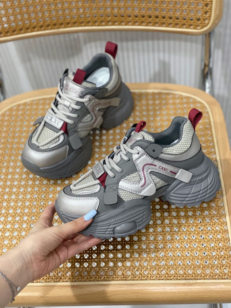 Authentic Leather Clunky Sneakers Women's 2025 New Arrival Spring & Fall Height Increased 5cm Casual Shoes Lightweight_voghion.com
