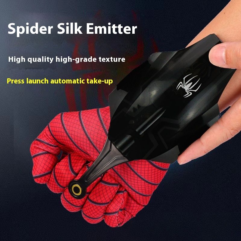 Man Spider Electric Launcher Genuine Silk Jet Gloves Children's Boys Black Technology Catapult Toy_voghion.com