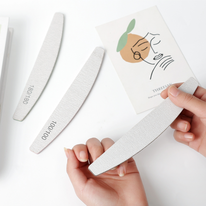 Sides 1Pcs Double Nail File Sandpaper Thick Thick Professional Files for Manicure Half-moon Abrasive Lime s_voghion.com