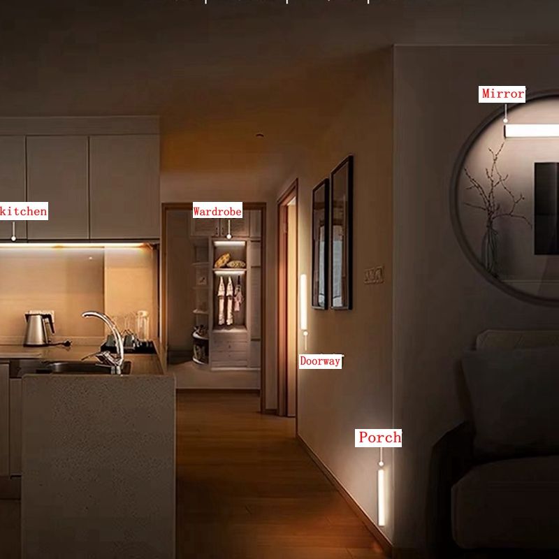 Luz LED nocturna inalámbrica con sensor de movimiento, tipo C, recargable, para armario, escalera, cocina_voghion.com
