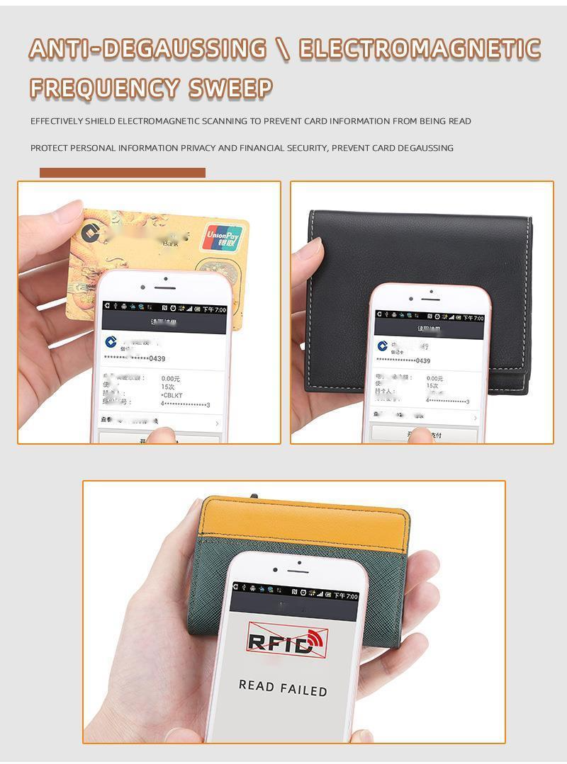 Titular de cartão Baellerry masculino multicolorido antimagnético e antirroubo Titular de cartão Rfid curto automático_voghion.com