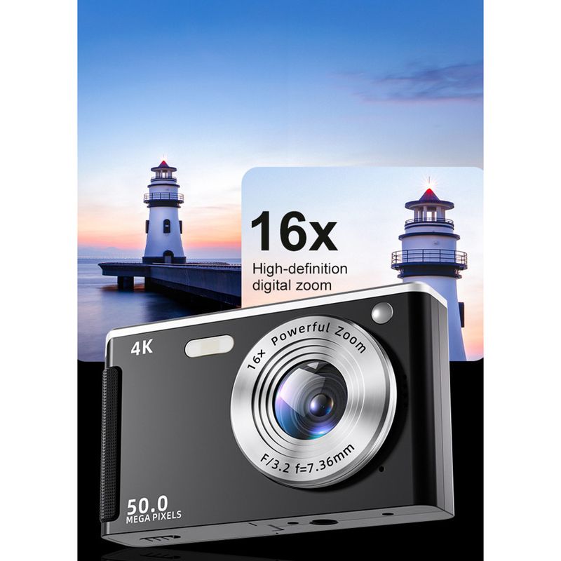 2024CCD HD Digital para estudantes e crianças, gravador de vídeo 4K de 50,0 milhões, câmera de cartão portátil_voghion.com