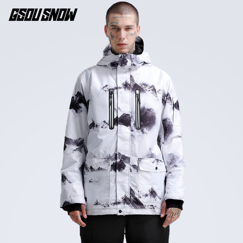 001 001 Herren Winddichte, wasserdichte, warme, gefütterte Jacke für Outdoor-Aktivitäten im Schnee, geeignet für Doppel- und Einzelboards, Skijacke_voghion.com