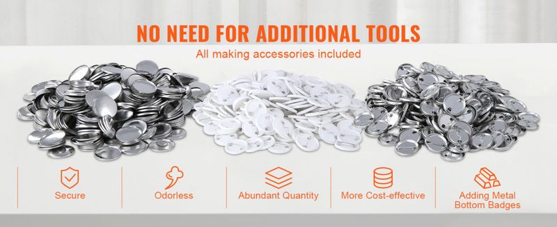 Button Maker, 1.25 inch/32mm Pin Maker with 500pcs Button Parts, Ergonomic Arc Handle Punch Press Kit, Button Maker Machine with Panda Magic Book, For_voghion.com