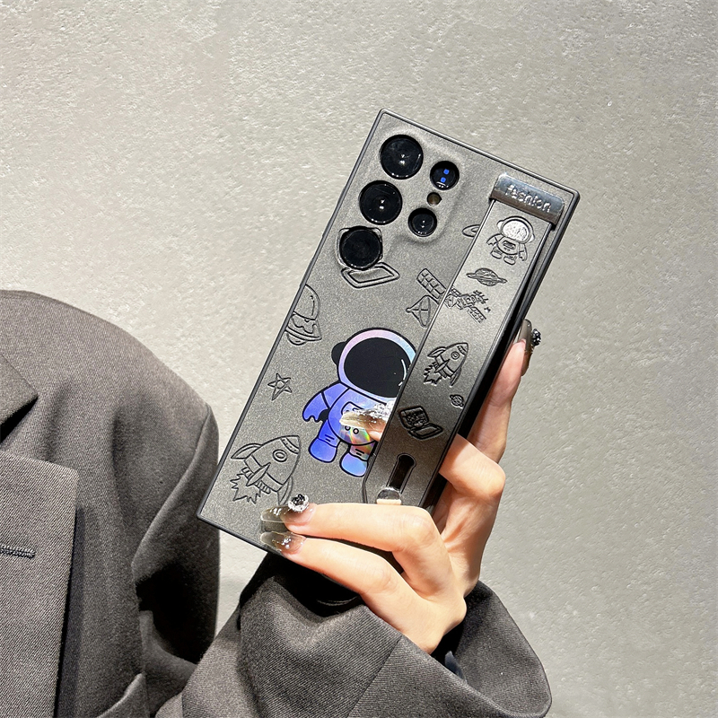 Husă din piele rezistentă la șocuri pentru Samsung Galaxy S23 S22 Ultra S23Ultra S22Ultra, cu suport pentru curea de încheietură, model astronaut laser_voghion.com