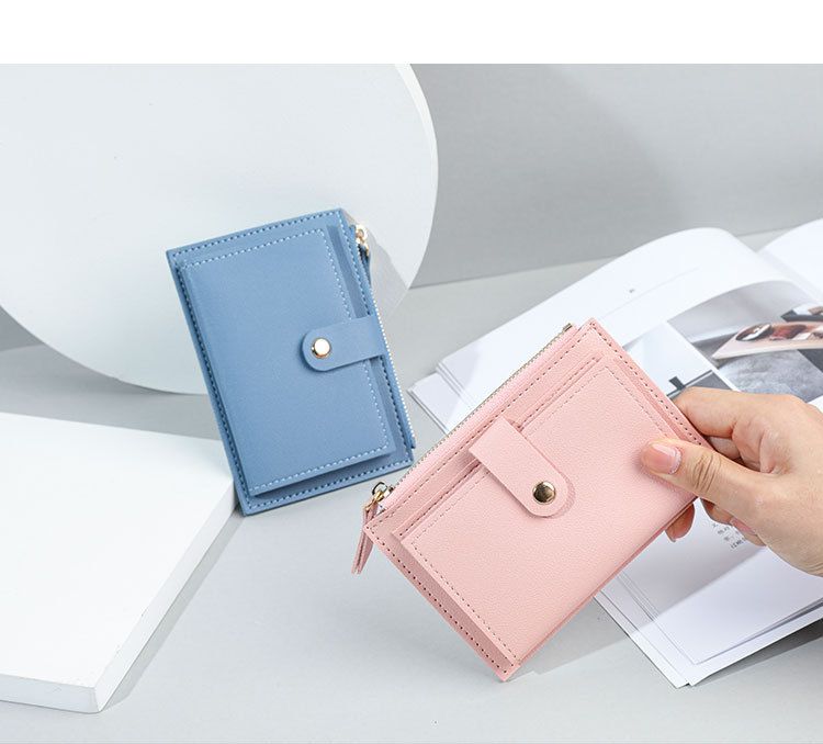 Portefeuille court pour femme, porte-cartes, multi-emplacements pour cartes, fermeture éclair, porte-cartes, simple, pour étudiante, porte-monnaie._voghion.com