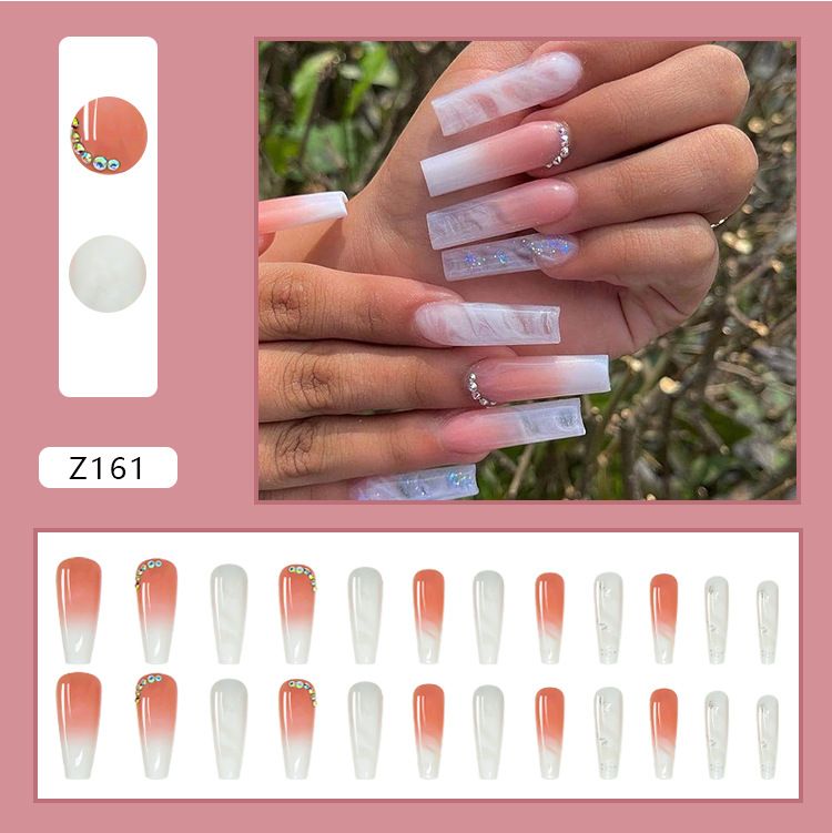 Schönheit & Gesundheit Weißer Duftgradient mit Diamant-Nagelkunst, tragen Sie Rüstung, abnehmbarer Nagelfleck, Nagelnagel, Nagelfrei_voghion.com