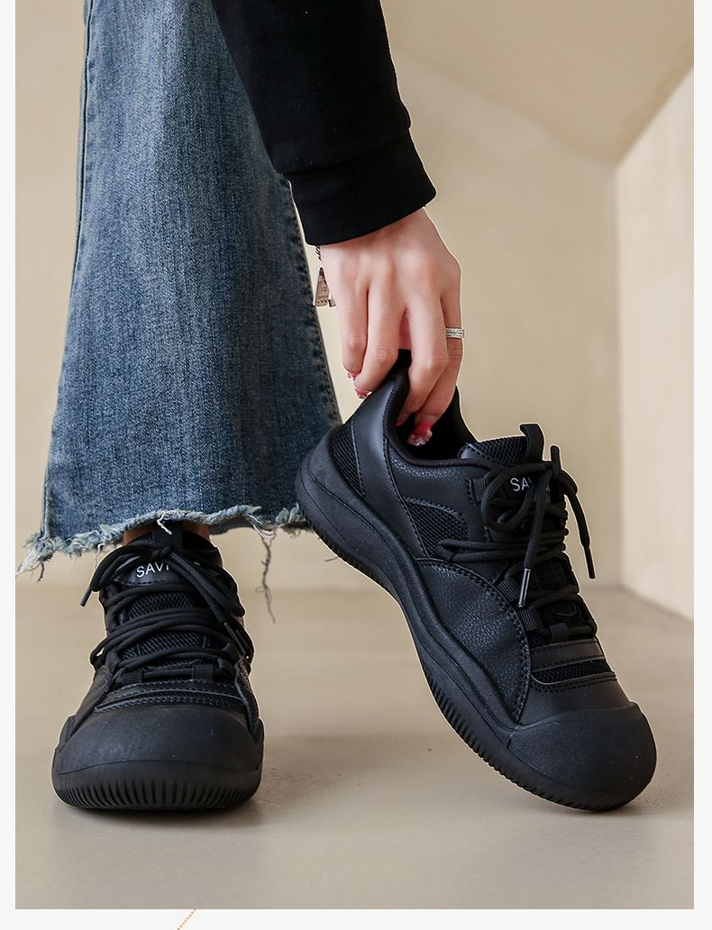 Schwarze Arbeitsschuhe mit weichen Sohlen für Damen, bequemes Arbeiten, nicht müde nach langem Stehen, küchenfest_voghion.com