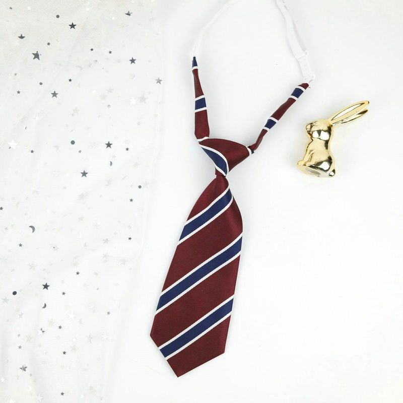 Cravatta retrò marrone a righe, carina, super corta, senza cuciture, giapponese, da donna, per bambini dell'asilo_voghion.com