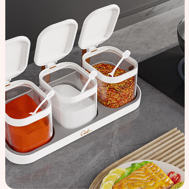 Barattolo di condimento per cucina domestica condimento a parete sale spezie MSG scatola di immagazzinaggio scatola di condimento a parete tuta combinata_voghion.com