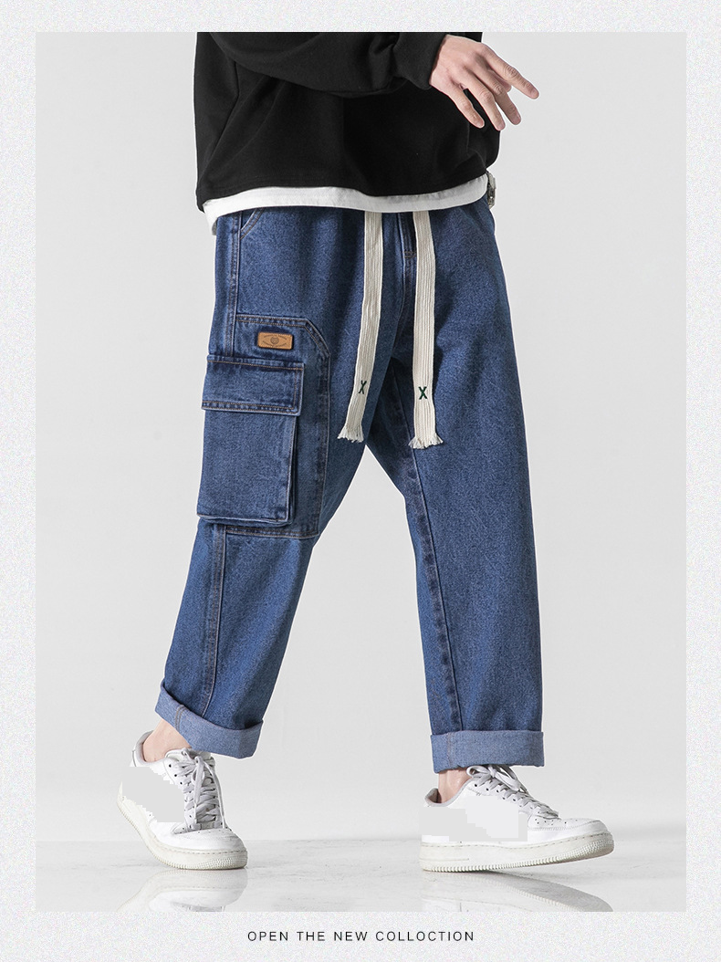 Herrkläder våren koreansk version ungdom casual raka byxor dragsko elastiska byxor män_voghion.com