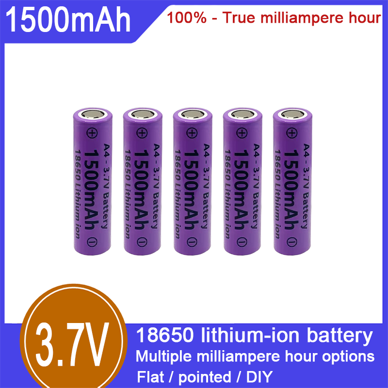 Batterie rechargeable lithium-ion 18650, 3,7 V, 1500 mAh, capacité 100 %, adaptée aux jouets électriques, cigarettes électroniques, lampes de poche et autres domaines_voghion.com