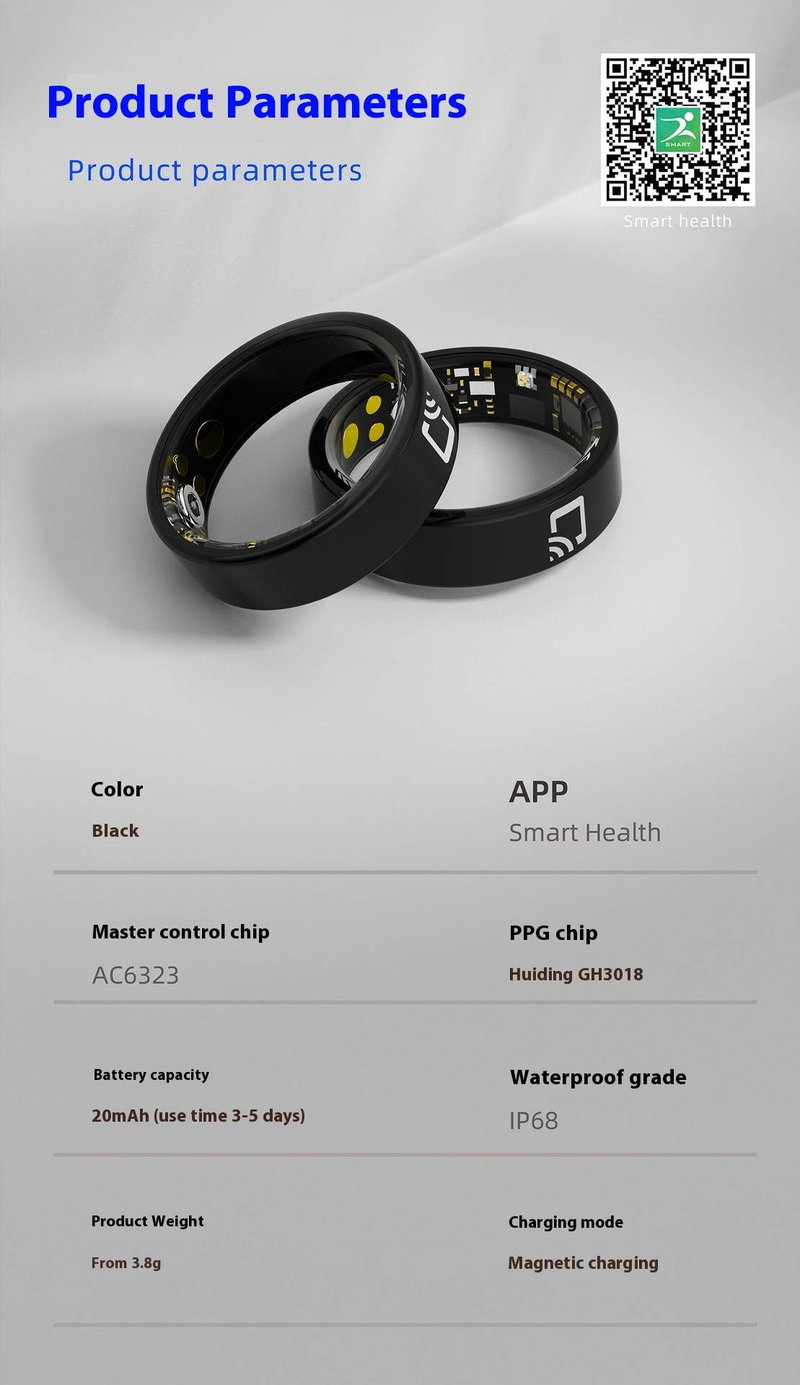R20 Ceramic Smart Ring With NFC - 24/7 Heart Rate, Blood Oxygen, Sleep & Activity Tracker (Waterproof, Health Monitoring Wearable)_voghion.com