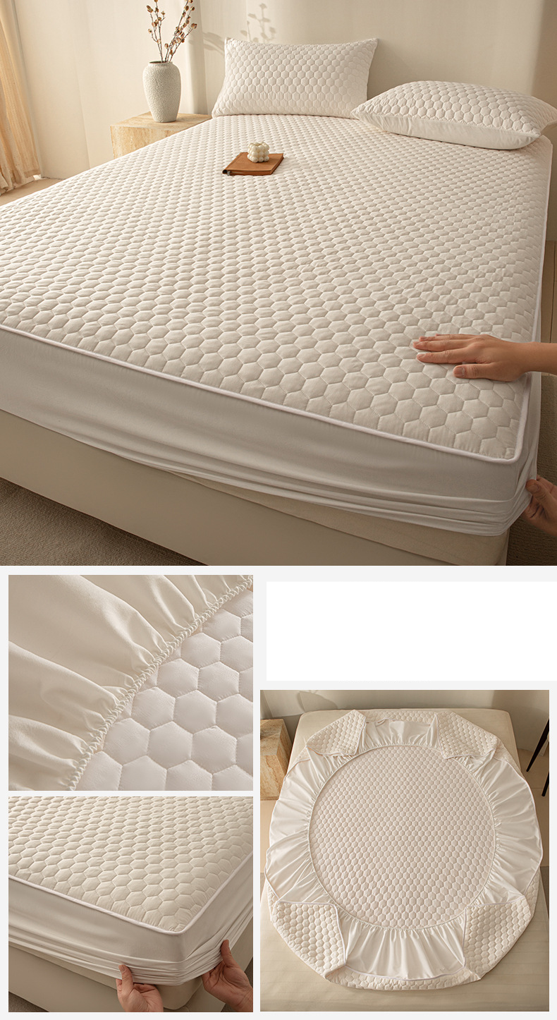 Protège-matelas matelassé en coton doux lavé - Imperméable et antidérapant - Convient à tous les matelas (usage domestique et commercial, lavable en machine)_voghion.com