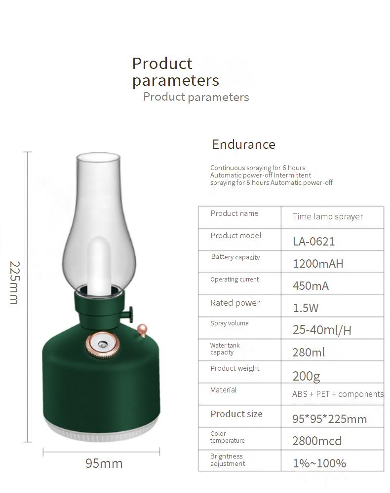 Vintage Kerosene Lamp Humidifier With USB, Essential Oil Diffuser & Night Light For Bedroom, Desktop, Home – Quiet Ultrasonic Mist Maker_voghion.com