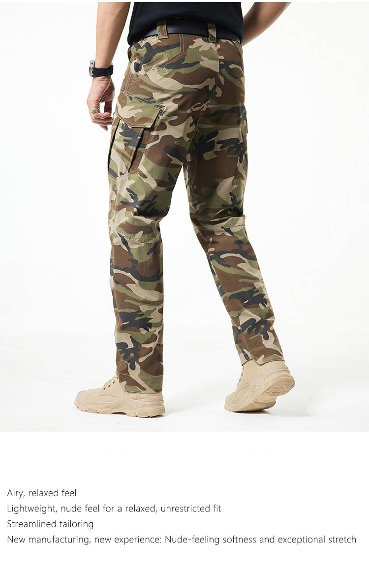 Herren-Overall im Camouflage-Stil im Militärstil mit mehreren Taschen, verschleißfest, für den Außenbereich, Freizeithose_voghion.com