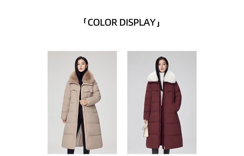 Langer Puffermantel mit Gürtel und abnehmbarem Kunstpelzbesatz – Steppjacke im Wintertrench-Stil (4 Farben fürs Büro und für Veranstaltungen)_voghion.com