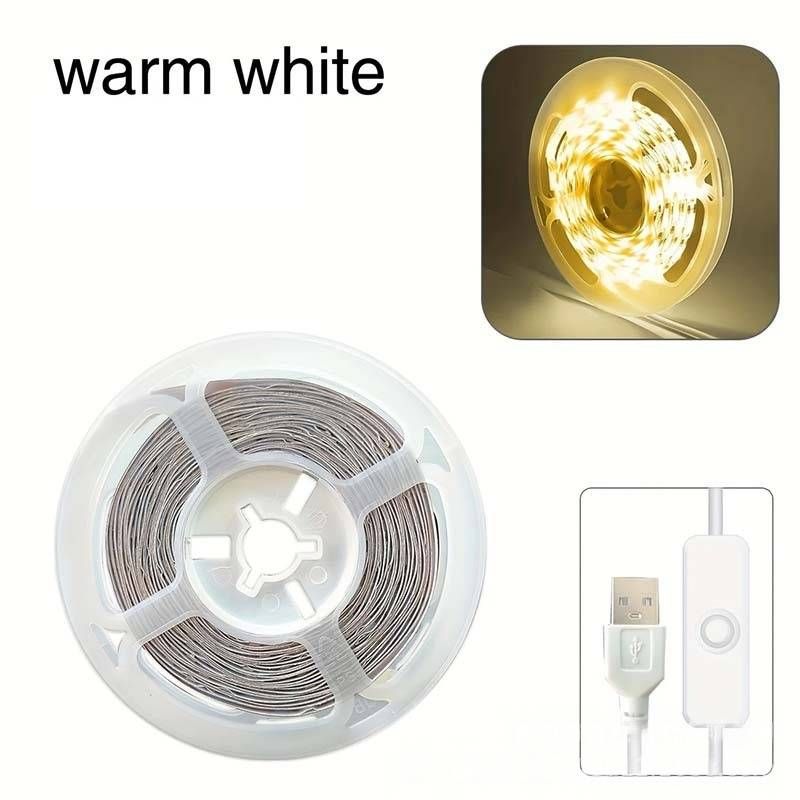 Tira de luces LED USB de 5 V, 2835 de alto brillo, flexible, para decoración del hogar (blanco cálido/blanco frío, no regulable)_voghion.com